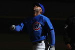 MILWAUKEE - APRIL 10: Milton Bradley #21 of the Chicago Cubs looks to the sky after hitting a home run  against the Milwaukee Brewers during the Opening Day game on April 10, 2009 at Miller Park in Milwaukee, Wisconsin. (Photo by Jonathan Daniel/Getty Images)