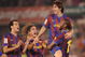 SANTANDER, SPAIN - SEPTEMBER 22: Lionel Messi of Barcelona is lifted up by Seydou Keita after scoring Barcelona's fourth goal against Racing Santander during the La Liga match between Racing Santander and Barcelona at El Sardinero stadium on September 22, 2009 in Santander, Spain. (Photo by Denis Doyle/Getty Images)