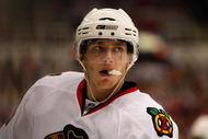 DETROIT - MAY 27:  Patrick Kane #88 of the Chicago Blackhawks looks on against the Detroit Red Wings during Game Five of the Western Conference Championship Round of the 2009 Stanley Cup Playoffs on May 27, 2009 at Joe Louis Arena in Detroit, Michigan.  (Photo by Gregory Shamus/Getty Images)