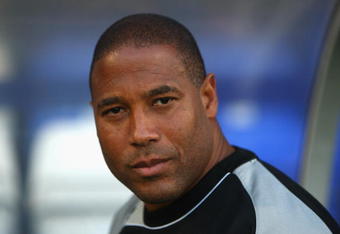 BIRKENHEAD, ENGLAND - AUGUST 19:  Tranmere Rovers Manager John Barnes looks on prior to the Carling Cup second round match between Tranmere Rovers and Bolton Wanderers at Prenton Park on August 25, 2009 in Birkenhead, England. (Photo by Clive Brunskill/Getty Images)
