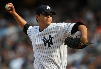 NEW YORK - APRIL 18: Anthony Claggett #39 of the New York Yankees pitches against the Cleveland Indians at Yankee Stadium on April 18, 2009 in the Bronx borough of New York City. (Photo by Nick Laham/Getty Images)