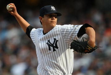 NEW YORK - APRIL 18: Anthony Claggett #39 of the New York Yankees pitches against the Cleveland Indians at Yankee Stadium on April 18, 2009 in the Bronx borough of New York City. (Photo by Nick Laham/Getty Images)
