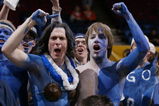 ALBANY, NY - MARCH 28:  Fans of the Butler Bulldogs show their support against the Oklahoma Sooners during the East Regionals of the NCAA Championship on March 28, 2003 at Pepsi Arena in Albany, New York. (Photo by Al Bello/Getty Images)