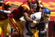 LOS ANGELES - SEPTEMBER 5: Safety Taylor Mays #2 of the USC Trojans tackles receiver Marquis Avery #9 of the San Jose State Spartans on September 5, 2009 at the Los Angeles Coliseum in Los Angeles, California. USC won 56-3. (Photo by Stephen Dunn/Getty Images)