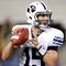 ARLINGTON, TX - SEPTEMBER 05:  Quarterback Max Hall #15 of the Brigham Young Cougars drops back to pass against the Oklahoma Sooners at Cowboys Stadium on September 5, 2009 in Arlington, Texas.  (Photo by Ronald Martinez/Getty Images)