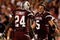 COLUMBIA, SC - SEPTEMBER 24:  Stephen Garcia #5 of the South Carolina Gamecocks celebrates with teammate Darian Stewart #24 after a 16-10 vicotry over the Ole Miss Rebels during their game at Williams-Brice Stadium on September 24, 2009 in Columbia, South Carolina.  (Photo by Streeter Lecka/Getty Images)