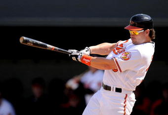FORT LAUDERDALE, FL - MARCH 2: Luke Scott #30 of the Baltimore Orioles bats against the Boston Red Sox during a spring training game at Fort Lauderdale Stadium on March 2, 2009 in Fort Lauderdale, Florida. (Photo by Rob Tringali/Getty Images)