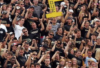 WEST LAFAYETTE, IN - SEPTEMBER 20:  Purdue Boilermakers fans cheer during play against the Central Michigan Chippewas at Ross-Ade Stadium on September 20, 2008 in West Lafayette, Indiana.  (Photo by Ronald Martinez/Getty Images)