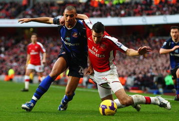 LONDON - FEBRUARY 21:  Anton Ferdinand of Sunderland is challenged by Robin Van Persie of Arsenal during the Barclays Premier League match between Arsenal and Sunderland at Emirates Stadium on February 21, 2009 in London, England.  (Photo by Phil Cole/Getty Images)