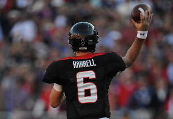 DALLAS - JANUARY 02:  Quarterback Graham Harrell #6 of the Texas Tech Red Raiders during play against the Mississippi Rebels during the AT&T Cotton Bowl on January 2, 2009 at the Cotton Bowl in Dallas, Texas.  (Photo by Ronald Martinez/Getty Images)