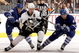 TORONTO - SEPTEMBER 22: Viktor Stahlberg #45 and Tyler Bozak #42 of the Toronto Maple Leafs hook Jordan Staal #11of the Pittsburgh Penguins during a pre-season  NHL game at the Air Canada Centre on September 22, 2009 in Toronto, Ontario, Canada.  (Photo by Abelimages/Getty Images)
