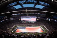 ARLINGTON, TX - SEPTEMBER 20:  An American flag on the field before a game between the New York Giants and the Dallas Cowboys at Cowboys Stadium on September 20, 2009 in Arlington, Texas.  (Photo by Ronald Martinez/Getty Images)