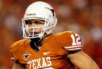 AUSTIN, TX - SEPTEMBER 19:  Quarterback Colt McCoy #12 of the Texas Longhorns at Darrell K Royal-Texas Memorial Stadium on September 19, 2009 in Austin, Texas.  (Photo by Ronald Martinez/Getty Images)