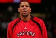 DENVER - NOVEMBER 18:  Joey Graham #14 of the Toronto Raptors looks on before game action against the Denver Nuggets on November 18, 2006 at the Pepsi Center in Denver, Colorado.The Nuggets won 117-109. NOTE TO USER: User expressly acknowledges and agrees that, by downloading and or using this photograph, user is consenting to the term and conditions of the Getty Images License Agreement. (Photo by Doug Pensinger/Getty Images)