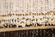 NEW YORK - NOVEMBER 23:   A 1927 New York Yankees autographed team photo is seen at a Sotheby's preview of a baseball memorabilia sale titled 'The Babe Comes Home' November 23, 2004 in New York City. The sale will feature important historical baseball relics with items including the bat which Babe Ruth used to hit the first home run in Yankee Stadium. (Photo by Mario Tama/Getty Images)