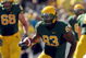 EUGENE, OR - SEPTEMBER 26: Ed Dickson #83 of the Oregon Ducks heads upfield with a catch in the third quarter of the game against the California Bears at Autzen Stadium on September 26, 2009 in Eugene, Oregon. Dickson scored three touchdowns as the Ducks upset the Bears 42-3.(Photo by Steve Dykes/Getty Images)