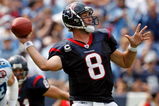 NASHVILLE, TN - SEPTEMBER 20:  Matt Schaub #8 of the Houston Texans throws a pass against the Tennessee Titans during the NFL game at LP Field on September 20, 2009 in Nashville, Tennessee. The Texans won 34-31.  (Photo by Andy Lyons/Getty Images)