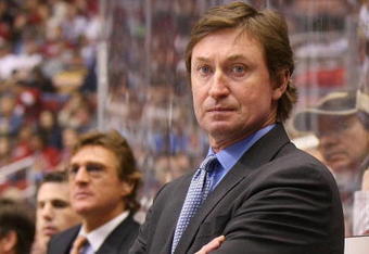 GLENDALE, AZ - FEBRUARY 28:  Head Coach Wayne Gretzky of the Phoenix Coyotes manages his team from behind the bench during his game against the St. Louis Blues on February 28, 2009 at the Jobing.com Arena in Glendale, Arizona.  (Photo by Bruce Bennett/Getty Images)