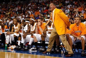 TAMPA, FL - MARCH 15:  Head coach Bruce Pearl of the Tennessee Volunteers yells to his players during the game against the Mississippi State Bulldogs during the Championship game of the SEC Men's Basketball Tournament on March 15, 2009 at The St. Pete Times Forum in Tampa, Florida.  (Photo by Chris Graythen/Getty Images)