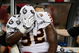 DETROIT, MI - SEPTEMBER 27: Defensive tackle Albert Haynesworth #92 of the Washington Redskins sits on a cart as he is taken off the field after an injury in the first half against the Detroit Lions at Ford Field on September 27, 2009 in Detroit, Michigan. (Photo by Scott Boehm/Getty Images)