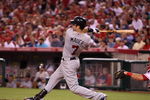 ANAHEIM, CA - JULY 24:  Joe Mauer #7 of the Minnesota Twins hits his second home run of the game in the sixth inning against the Los Angeles Angels of Anaheim on July 24, 2009 at Angel Stadium in Anaheim, California.  (Photo by Stephen Dunn/Getty Images)