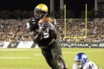 TAMPA, FL - SEPTEMBER 12: Wide receiver Taurus Johnson #89 of the University of South Florida Bulls grabs a pass in the end zone for a touchdown against the Kansas University Jayhawks at Raymond James Stadium on September 12, 2008 in Tampa, Florida.  (Photo by Al Messerschmidt/Getty Images)
