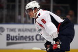NEW YORK - SEPTEMBER 24:  Alex Ovechkin #8 of the Washington Capitals looks on against the New York Rangers during their preseason game on  September 24, 2009 at Madison Square Garden in New York City.  (Photo by Jim McIsaac/Getty Images)