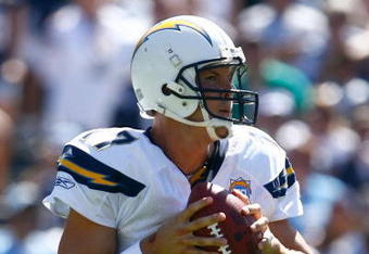 SAN DIEGO - SEPTEMBER 20:  Quarterback Philip Rivers #17 of the San Diego Chargers plays against the Baltimore Ravens at Qualcomm Stadium on September 20, 2009 in San Diego, California. The Ravens defeated the Chargers 31-26.  (Photo by Jeff Gross/Getty Images)