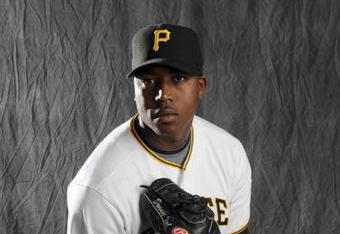 BRADENTON, FL - FEBRUARY 22: Donnie Veal #56 of the Pittsburgh Pirates poses during photo day at the Pirates spring training complex on February 22, 2009 in Bradenton, Florida. (Photo by Rob Tringali/Getty Images)