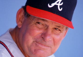 19 APR 1992:  ATLANTA MANAGER BOBBY COX IN THE DUGOUT DURING THE BRAVES GAME VERSUS THE LOS ANGELES DODGERS AT DODGER STADIUM IN LOS ANGELES, CALIFORNIA. Mandatory Credit: Stephen Dunn/ALLSPORT