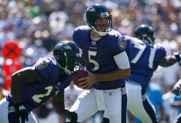 SAN DIEGO - SEPTEMBER 20:  Quarterback Joe Flacco #5 of the Baltimore Ravens plays against the San Diego Chargers at Qualcomm Stadium on September 20, 2009 in San Diego, California.  (Photo by Jeff Gross/Getty Images)