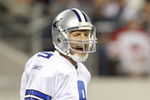 ARLINGTON, TX - SEPTEMBER 28:  Tony Romo #9 of the Dallas Cowboys calls a play gainst the Carolina Panthers at Cowboys Stadium on September 28, 2009 in Arlington, Texas. (Photo by Ronald Martinez/Getty Images)