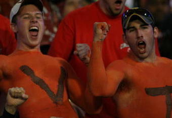 MIAMI - JANUARY 01: Virgina Tech fans celebrate during the FedEx Orange Bowl against the Cincinnati Bearcats at Dolphin Stadium on January 1, 2009 in Miami, Florida.  (Photo by Marc Serota/Getty Images)