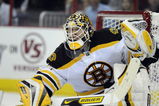 RALEIGH, NC - MAY 12:  Tim Thomas #30 of the Boston Bruins looks on against the Carolina Hurricanes during Game Six of the Eastern Conference Semifinal Round of the 2009 Stanley Cup Playoffs on May 12, 2009 at the RBC Center in Raleigh, North Carolina. The Bruins defeated the Hurricanes 4-2. (Photo by Grant Halverson/Getty Images)