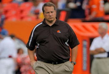 DENVER - SEPTEMBER 20:  Head coach Eric Mangini of the Cleveland Browns oversees warm ups prior to facing the Denver Broncos during NFL action at Invesco Field at Mile High on September 20, 2009 in Denver, Colorado. The Broncos defeated the Browns 27-6.  (Photo by Doug Pensinger/Getty Images)