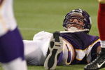 MINNEAPOLIS - SEPTEMBER 27: Brett Favre #4 of the Minnesota Vikings watches a play develop after being knocked down by a member of the San Francisco 49ers defense at the Hubert H. Humphrey Metrodome on September 27, 2009 in Minneapolis, Minnesota. The Vikings defeated the 49ers 27-24. (Photo by Jonathan Daniel/Getty Images)