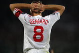FLORENCE, ITALY - SEPTEMBER 29:  Steven Gerrard of Liverpool looks dejected during the UEFA Champions League Group E match between Fiorentina and Liverpool at the Stadio Artemio Franchi stadium on September 29, 2009 in Florence, Italy.  (Photo by Clive Brunskill/Getty Images)