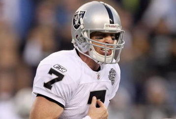SEATTLE - SEPTEMBER 03: Quarterback  Jeff Garcia #7 of the Oakland Raiders calls a play during the game against the Seattle Seahawks on September 3, 2009 at Qwest Field in Seattle, Washington. (Photo by Otto Greule Jr/Getty Images)  