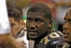 New Orleans Saints rookie tackle Jamal Brown checks play  during  a pre-season game against the Baltimore Ravens  August 26, 2005 in New Orleans.  (Photo by Al Messerschmidt/Getty Images)