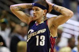 ORLANDO, FL - MAY 30:  Delonte West #13 of the Cleveland Cavaliers reacts after a play against the Orlando Magic in Game Six of the Eastern Conference Finals during the 2009 Playoffs at Amway Arena on May 30, 2009 in Orlando, Florida. NOTE TO USER: User expressly acknowledges and agrees that, by downloading and or using this photograph, User is consenting to the terms and conditions of the Getty Images License Agreement  (Photo by Elsa/Getty Images)