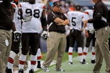 DENVER - SEPTEMBER 20:  Head coach Eric Mangini of the Cleveland Browns leads his team against the Denver Broncos during NFL action at Invesco Field at Mile High on September 20, 2009 in Denver, Colorado. The Broncos defeated the Browns 27-6.  (Photo by Doug Pensinger/Getty Images)