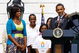 WASHINGTON - SEPTEMBER 16: U.S. President Barack Obama speaks during an event on the South Lawn of the White House promoting the city of Chicago�s bid for the 2016 Summer Olympics with First Lady Michelle Obama (L) September 16, 2009 in Washington, DC. The Obamas joined Chicago Mayor Richard Daley, members of the USOC, and representatives from the Chicago2016 group during the event. (Photo by Win McNamee/Getty Images)
