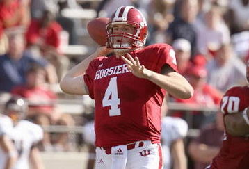BLOOMINGTON, IN - NOVEMBER 01:  Quarterback Ben Chappell #4 of the Indiana Hooisers passes the ball downfield during the game against the Central Michigan Chippewas at Memorial Stadium on November 1, 2008 in Bloomington, Indiana.  (Photo by Andy Lyons/Getty Images)