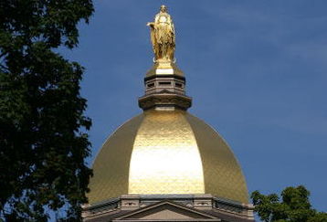 SOUTH BEND, IN - SEPTEMBER 19: A general view of the 'Golden Dome' on the campus of Notre Dame University before a game between the Notre Dame Fighting Irish and the Michigan State Spartans on September 19, 2009 at Notre Dame Stadium in South Bend, Indiana. (Photo by Jonathan Daniel/Getty Images)