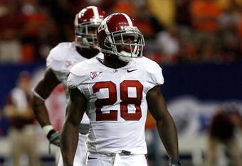 ATLANTA - SEPTEMBER 05:  Javier Arenas #28 of the Alabama Crimson Tide against the Virginia Tech Hokies during the Chick-fil-A Kickoff Game at Georgia Dome on September 5, 2009 in Atlanta, Georgia.  (Photo by Kevin C. Cox/Getty Images)
