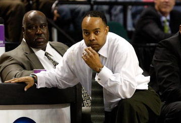 GREENSBORO, NC - MARCH 19:  Head coach Kevin Broadus of the Binghamton Bearcats looks on during the first round of the NCAA Division I Men's Basketball Tournament against the Duke Blue Devils at the Greensboro Coliseum on March 19, 2009 in Greensboro, North Carolina.  (Photo by Streeter Lecka/Getty Images)