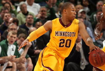 INDIANAPOLIS - MARCH 13:  Lawrence Westbrook #20 of the Minnesota Golden Gophers drives against the Michigan State Spartans during the second round of the Big Ten Men's Basketball Tournament at Conseco Fieldhouse on March 13, 2009 in Indianapolis, Indiana.  (Photo by Jonathan Daniel/Getty Images)