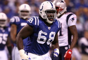 INDIANAPOLIS - NOVEMBER 02:  Eric Foster #68 of the Indianapolis Colts runs towards the sidelines against the New England Patriots at Lucas Oil Stadium on November 2, 2008 in Indianapolis, Indiana.  (Photo by Andy Lyons/Getty Images)