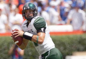 GAINESVILLE, FL - AUGUST 30:  Quarterback Greg Alexander #12 of the Hawaii Warriors looks to pass during the game against the FLorida Gators at Ben Hill Griffin Stadium on August 30, 2008 in Gainesville, Florida.  (Photo by Sam Greenwood/Getty Images)