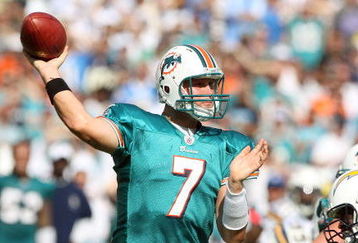 SAN DIEGO, CA - SEPTEMBER 27:  Back-up Quarterback Chad Henne #7 of the Miami Dolphins throws the ball against the San Diego Chargers at Qualcomm Stadium on September 27, 2009 in San Diego, California. (Photo by Donald Miralle/Getty Images)